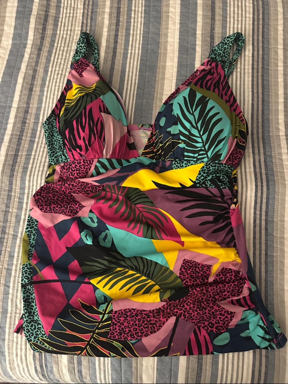 Bleu Rod Beattie Tropical Multi-Color Tankini Top Worn Once